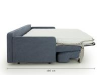 Julian narrow space-saving sofa bed with horizontal sleeping surface. It terms of depth it takes only 180 cm once opened