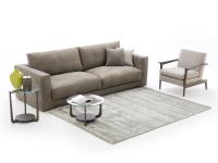 Clive sofa with goose down cushions, linear leather model