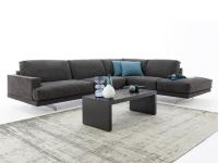 Halton modern fabric-covered sofa with coordinated coffee table