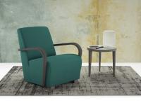 Dallas lounge fabric armchair with elegant hide-leather arms