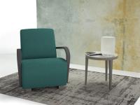 Dallas lounge fabric armchair with elegant hide-leather arms