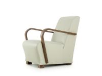 Dallas leather armchair with wooden arms