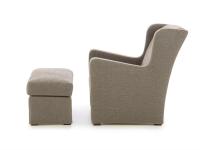Isabel wing back armchair with matching footstool, a side view