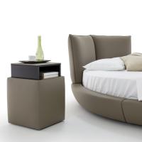 Bedside covered in Sven dark taupe faux leather