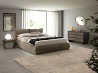 Astoria storage bed with head cushions in sepia coloured Nubuck leather
