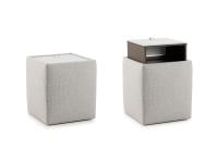 Soho upholstered bedside table with storage, closed and open - cover Saba Occhio di Pernice 604