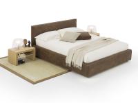 Sirio vintage leather storage bed with Alma bedside tables