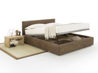 Sirio double bed with leather cover, storage box with single lift-up system