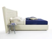 Victory bed with extra-large tufted leather headboard - side shot