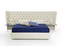 Victory bed with extra-large tufted leather headboard 