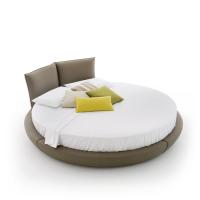 Soleil round upholstered bed with optional headboard cushions