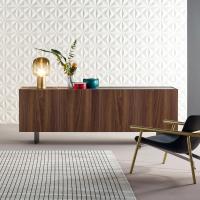 Outline modern sideboard in Canaletto walnut, by Bonaldo. 240 cm model with 4 doors and tall rhombus feet.