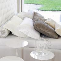 Feather cushions with fabric upholstery for sofas and beds 