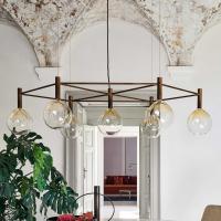 Sofì pendant lamp with hexagonal structure in the burnished brass finish