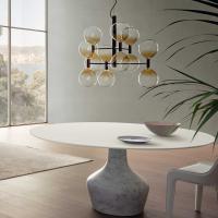 Sofì pendant lamp by Bonaldo with 13 hand-blown glass globes and staggered structure