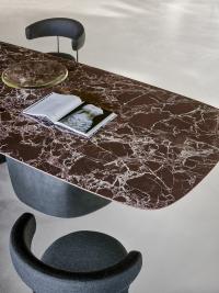 Detail of the Emperador marble top, one of the variants of Bonaldo's Mellow table