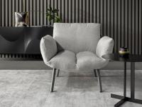 Pil upholstered armchair by Bonaldo with low seat and metal frame - also available with a high backrest and leather upholstery
