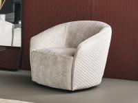 Bodo swivel leather armchair by Bonaldo in the quilted version, with matching armrest