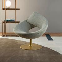 Round upholstered low lounge chair with swivel base - Lock by Bonaldo 