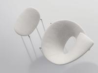 Lock by Bonaldo round armchair upholstered in white fabric with a matching footrest