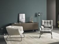 Nikos accent armchair by Bonaldo, available with a low or high backrest