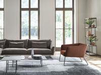 Nikos accent armchair by Bonaldo, paired with the Skid sofa