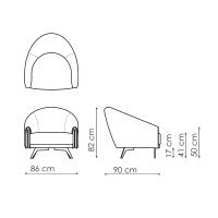Saddle modern tub chair by Bonaldo - measurements