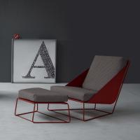 Alfie ottoman with metal structure and fabric cover combined with the same-name armchair