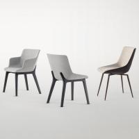 Upholstered leather chair with metal legs Artika by Bonaldo, double colur finish