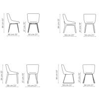 Artika chair by Bonaldo (from top to bottom, from left to right) - metal legs, wooden legs, cvovered legs, sled legs