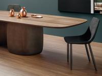 The By chair by Bonaldo with wooden legs