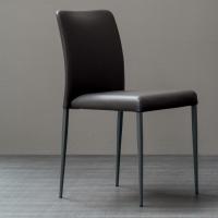 Deli upholstered chair with structure in charcoal grey painted metal