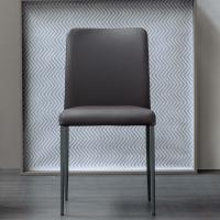 Deli upholstered chair with structure in charcoal grey painted metal - front view