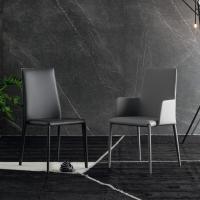 Leather dining chair Eral by Bonaldo, with or without armrests