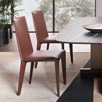Modern upholstered chair Filly by Bonaldo with high backrest and leather upholstery