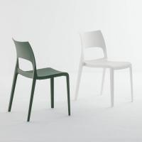Colourful kitchen plastic chair Idole by Bonaldoin. matt white and olive green polypropylene 