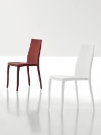 Pangea stackable chair in polypropylene, white and brick red