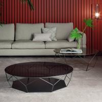 Arbor round ceramic coffee table by Bonaldo, with flat base section matched the metal structure