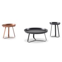 Three different models of the round side table with removable tray Frinfri by Bonaldo