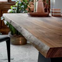 Detail of the American walnut top with natural edges