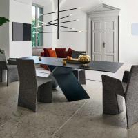 Ax rectangular table by Bonaldo in Laurent matte ceramic stone