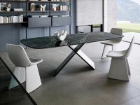 Ax table by Bonaldo with metal base and ceramic stone top