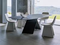 Ax table by Bonaldo in the Black Onyx version with glossy ceramic stone top