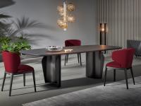 Flame table with curved metal base by Bonaldo