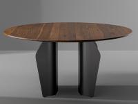 Flame table with curved metal base and round top by Bonaldo