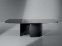 Mellow table with shaped glass top