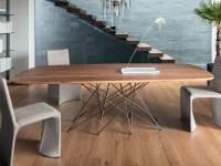 Octa table by Bonaldo with American walnut top and bronze metal base