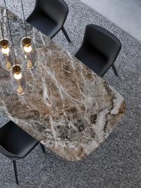 Mountain Peak ceramic stone top, one of the finishes available on the Octa table by Bonaldo