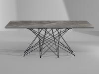 Octa table with central woven base in the extendable closed version by Bonaldo