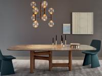 Pivot Fixed table with a stone top by Bonaldo - Wooden base with metal inserts
